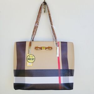 Stylish Large Checkered Plaid Tote Bag